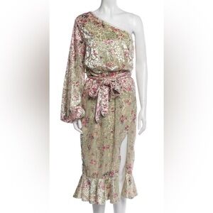 $396 HERMANT & NANDITA MEDIUM M one shoulder new Floral Dress